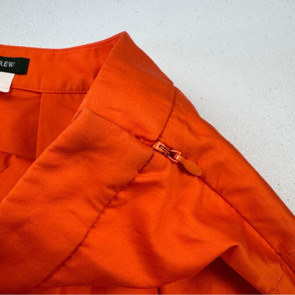 J‎ Crew Pleated Mini Cotton Skirt Womens 2 Orange Lightweight Bold Preppy Fun